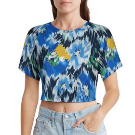 AILLOSA Racerback Tank Top Yuvarlak Yaka Kısa Kol YH-76 Kadın T-shirt