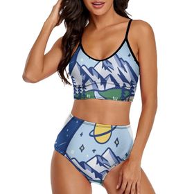 AILLOSA TH-101 Geniş Omuz Askılı Üçgen Bikini Üstü Alçak Bel İki Parça Kadın Bikini Seti