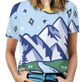 AILLOSA TH-101 Tamamı Baskılı Kısa Kollu Yuvarlak Yaka Kadın T-shirt