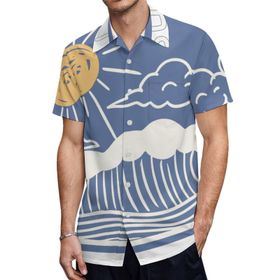 AILLOSA TH-109 Aloha Hawaii 3D Desen Kısa Kollu Erkek Gömlek