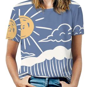 AILLOSA TH-109 Tamamı Baskılı Kısa Kollu Yuvarlak Yaka Kadın T-shirt