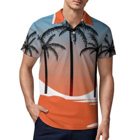 AILLOSA TH-111 3D Baskılı Desen Kısa Kollu Polo Yaka Erkek T-shirt