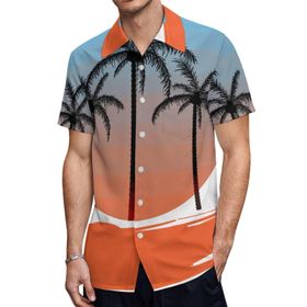AILLOSA TH-111 Aloha Hawaii 3D Desen Kısa Kollu Erkek Gömlek
