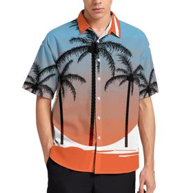 AILLOSA TH-111 Aloha Hawaii 3D Desen Kısa Kollu Erkek Gömlek