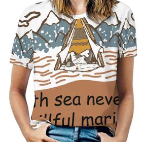AILLOSA TH-115 Tamamı Baskılı Kısa Kollu Yuvarlak Yaka Kadın T-shirt