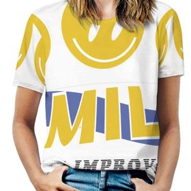 AILLOSA TH-117 Tamamı Baskılı Kısa Kollu Yuvarlak Yaka Kadın T-shirt
