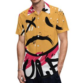 AILLOSA TH-125 Aloha Hawaii 3D Desen Kısa Kollu Erkek Gömlek
