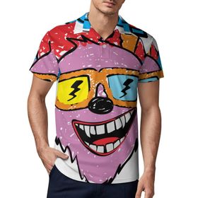 AILLOSA TH-126 3D Baskılı Desen Kısa Kollu Polo Yaka Erkek T-shirt