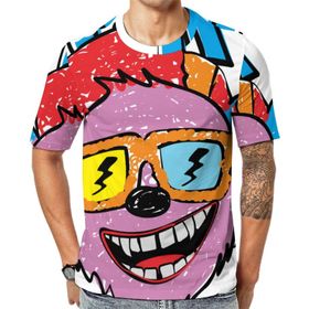 AILLOSA TH-126 Baskılı Desenli Kısa Kollu Unisex T-shirt