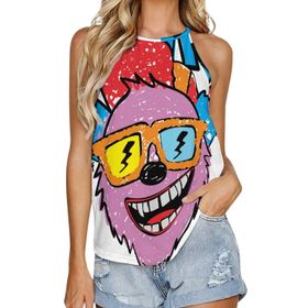 AILLOSA TH-126 Yuvarlak Yaka Kolsuz Kadın T-shirt