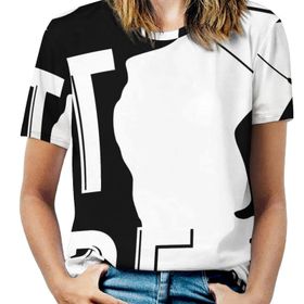 AILLOSA TH-127 Tamamı Baskılı Kısa Kollu Yuvarlak Yaka Kadın T-shirt