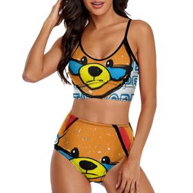 AILLOSA TH-129 Geniş Omuz Askılı Üçgen Bikini Üstü Alçak Bel İki Parça Kadın Bikini Seti