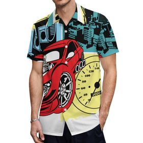 AILLOSA TH-132 Aloha Hawaii 3D Desen Kısa Kollu Erkek Gömlek