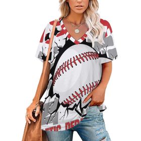 AILLOSA TH-133 Tamamı Baskılı V Yaka Kısa Kollu Kadın T-shirt