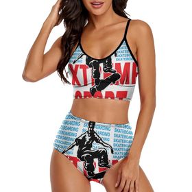 AILLOSA TH-136 Geniş Omuz Askılı Üçgen Bikini Üstü Alçak Bel İki Parça Kadın Bikini Seti