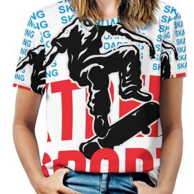 AILLOSA TH-136 Tamamı Baskılı Kısa Kollu Yuvarlak Yaka Kadın T-shirt