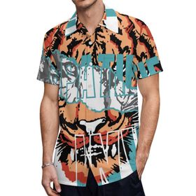 AILLOSA TH-139 Aloha Hawaii 3D Desen Kısa Kollu Erkek Gömlek