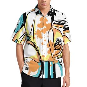 AILLOSA TH-141 Aloha Hawaii 3D Desen Kısa Kollu Erkek Gömlek