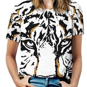 AILLOSA TH-142 Tamamı Baskılı Kısa Kollu Yuvarlak Yaka Kadın T-shirt