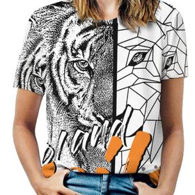 AILLOSA TH-144 Tamamı Baskılı Kısa Kollu Yuvarlak Yaka Kadın T-shirt