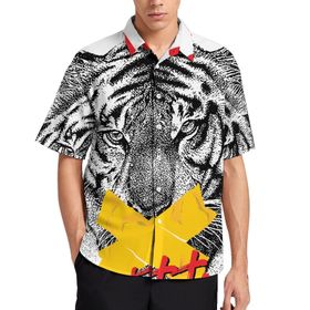 AILLOSA TH-145 Aloha Hawaii 3D Desen Kısa Kollu Erkek Gömlek