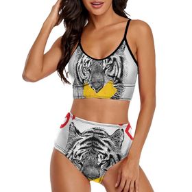 AILLOSA TH-145 Geniş Omuz Askılı Üçgen Bikini Üstü Alçak Bel İki Parça Kadın Bikini Seti