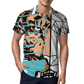 AILLOSA TH-146 3D Baskılı Desen Kısa Kollu Polo Yaka Erkek T-shirt