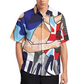 AILLOSA TH-149 Aloha Hawaii 3D Desen Kısa Kollu Erkek Gömlek