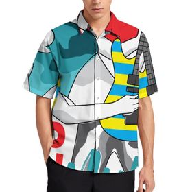 AILLOSA TH-150 Aloha Hawaii 3D Desen Kısa Kollu Erkek Gömlek