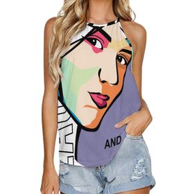 AILLOSA TH-151 Yuvarlak Yaka Kolsuz Kadın T-shirt