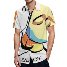 AILLOSA TH-152 Aloha Hawaii 3D Desen Kısa Kollu Erkek Gömlek