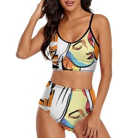 AILLOSA TH-152 Geniş Omuz Askılı Üçgen Bikini Üstü Alçak Bel İki Parça Kadın Bikini Seti