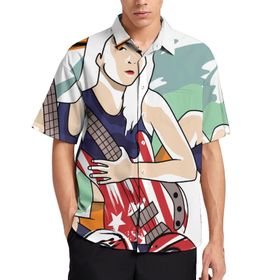 AILLOSA TH-154 Aloha Hawaii 3D Desen Kısa Kollu Erkek Gömlek