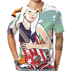 AILLOSA TH-154 Baskılı Desenli Kısa Kollu Unisex T-shirt