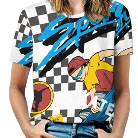 AILLOSA TH-157 Tamamı Baskılı Kısa Kollu Yuvarlak Yaka Kadın T-shirt