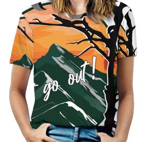AILLOSA TH-158 Tamamı Baskılı Kısa Kollu Yuvarlak Yaka Kadın T-shirt