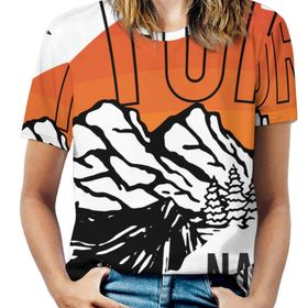 AILLOSA TH-161 Tamamı Baskılı Kısa Kollu Yuvarlak Yaka Kadın T-shirt