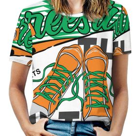 AILLOSA TH-163 Tamamı Baskılı Kısa Kollu Yuvarlak Yaka Kadın T-shirt