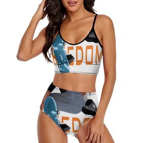 AILLOSA TH-164 Geniş Omuz Askılı Üçgen Bikini Üstü Alçak Bel İki Parça Kadın Bikini Seti
