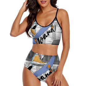 AILLOSA TH-165 Geniş Omuz Askılı Üçgen Bikini Üstü Alçak Bel İki Parça Kadın Bikini Seti