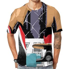 AILLOSA TH-166 3D Baskılı Desenli Kısa Kollu Erkek T-shirt