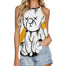 AILLOSA TH-168 Yuvarlak Yaka Kolsuz Kadın T-shirt
