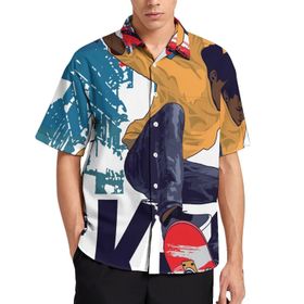 AILLOSA TH-169 Aloha Hawaii 3D Desen Kısa Kollu Erkek Gömlek