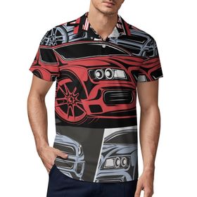 AILLOSA TH-172 3D Baskılı Desen Kısa Kollu Polo Yaka Erkek T-shirt