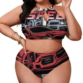 AILLOSA TH-172 Büyük Beden Geniş Askılı Orta Bel Büyük Beden Kadın Bikini Seti