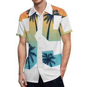 AILLOSA TH-175 Aloha Hawaii 3D Desen Kısa Kollu Erkek Gömlek