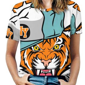AILLOSA TH-176 Tamamı Baskılı Kısa Kollu Yuvarlak Yaka Kadın T-shirt