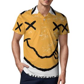 AILLOSA TH-177 3D Baskılı Desen Kısa Kollu Polo Yaka Erkek T-shirt