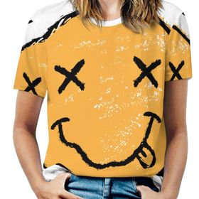 AILLOSA TH-177 Tamamı Baskılı Kısa Kollu Yuvarlak Yaka Kadın T-shirt