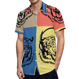 AILLOSA TH-178 Aloha Hawaii 3D Desen Kısa Kollu Erkek Gömlek